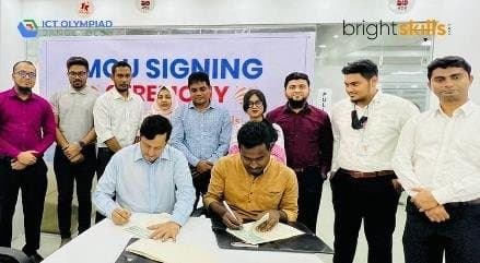 Representatives signing a memorandum of understanding at a Bright Skills partnership event